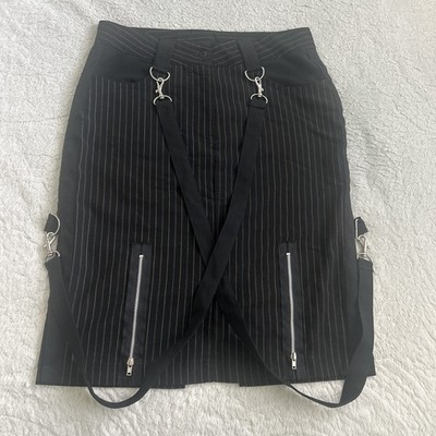90s Blest Industrial Style Pinstripe Bondage Skirt