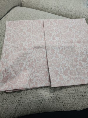 Set of two Standard Pillow Cases 2 Sided Design Soft Pink Floral A6 100%cotton