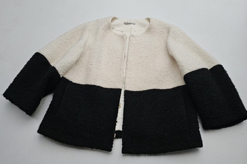 Alice+Olivia Colorblock Wool Blend Bounce Jacket Size Medium