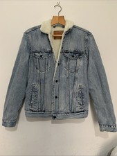 Levi's Men's Denim Blue Sharpa Trucker Warm Jacket Size M Used Great Condition