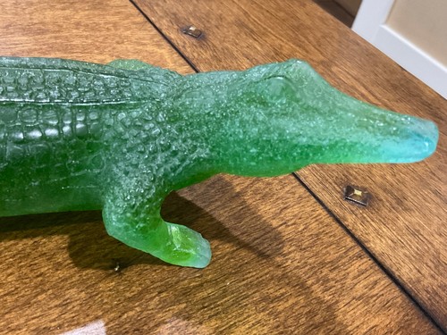 STUNNING DAUM PATE DE VERRE ALLIGATOR LUMINOUS - 12.2x H 2.9 x D 3.5 in Repaired - Picture 19 of 21