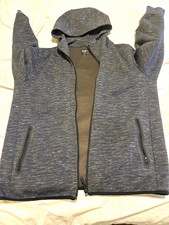 Men's Gray Fleece Full Zip Hooded Hoodie Jacket w/ Zip Pockets Size M