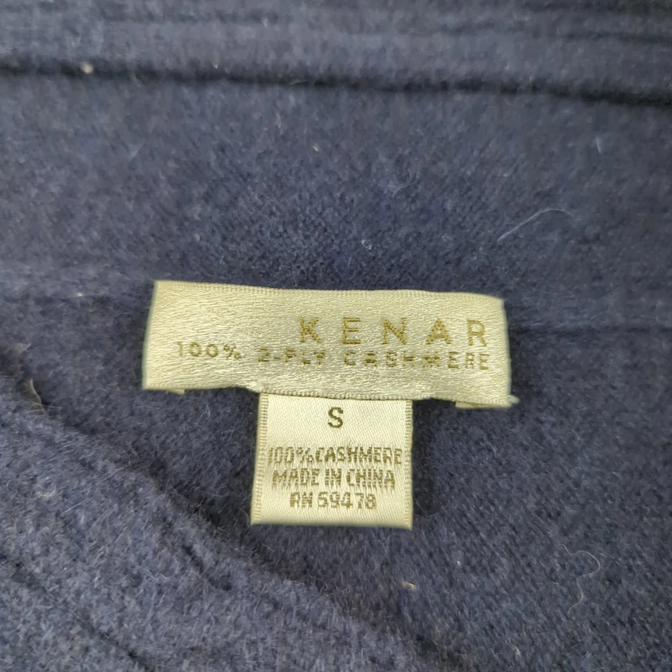 Suéter Kenar Mujer S Azul Abrigo Cárdigan 100% Cachemira Suave Acogedor Pequeño Defecto Foto 3 de 4