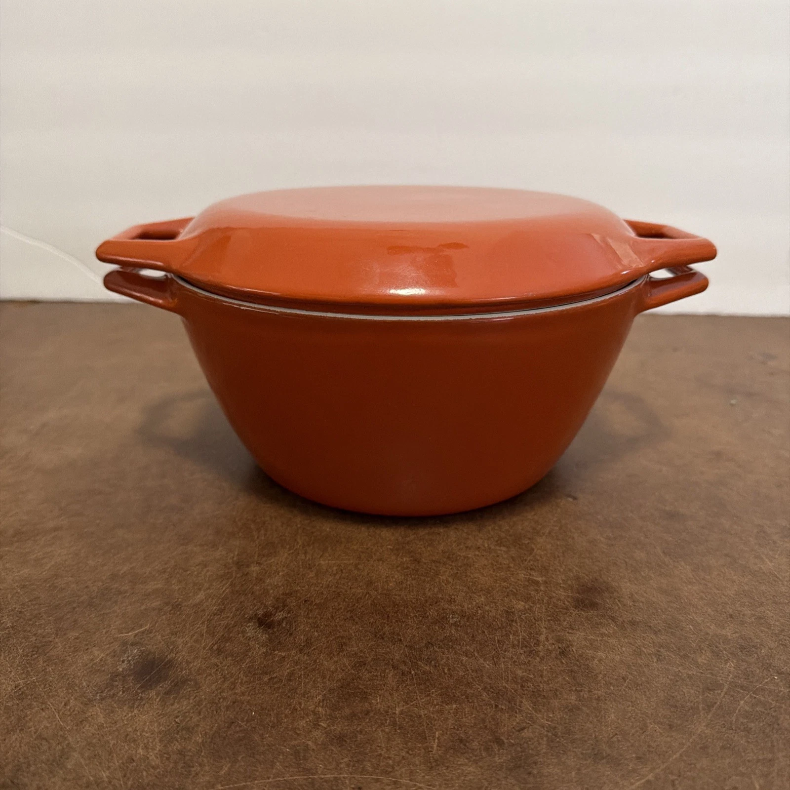 Vintage COPCO D2 Orange Enameled Cast Iron Dutch Oven Denmark