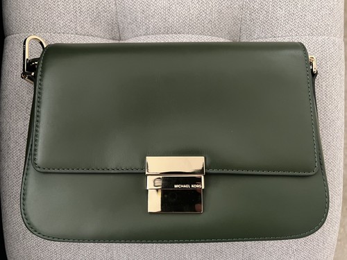 New Michael Kors Madelyn Large Leather Shoulder Bag Moss 30T6GM6L3LL