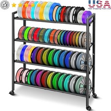4-Tier Mobile 3D Printer Filament Storage Rack W/ Lockable Casters Easy Assembly