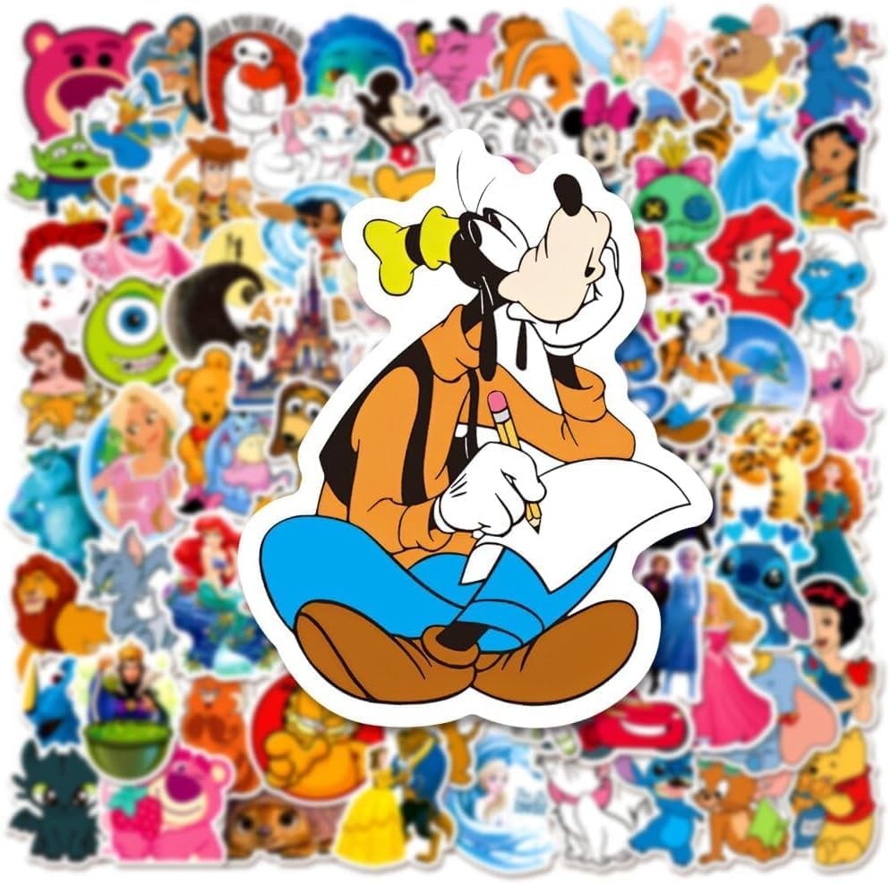 200Pcs Disney Princess Cartoon Vinyl Stickers Waterproof for Kids Teens Adults