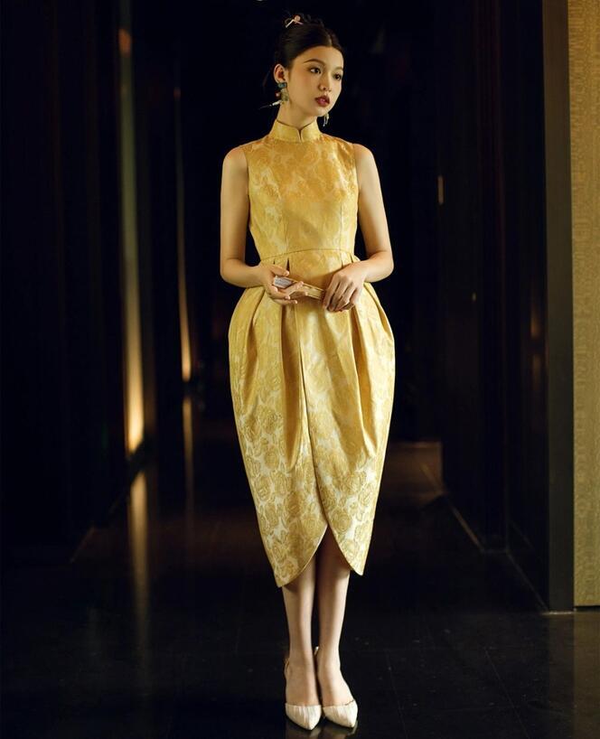 Gorgeous Mandarin Collar Sleeveless Pleated Mini Gown Chic Chinese Style  Dresses | eBay
