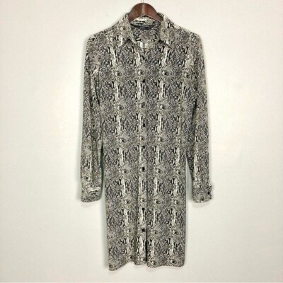 Norma Kamali Jersey Knit Shirt Dress Womens Size L Button Front Snake Print | eBay Norma Kamali Jersey Knit Shirt Dress Womens Size L Button Front Snake Print | eBay