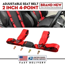 1Set Red 2" 4-Point Adjustable Racing Seat Belts Harness Safety Shoulder Straps