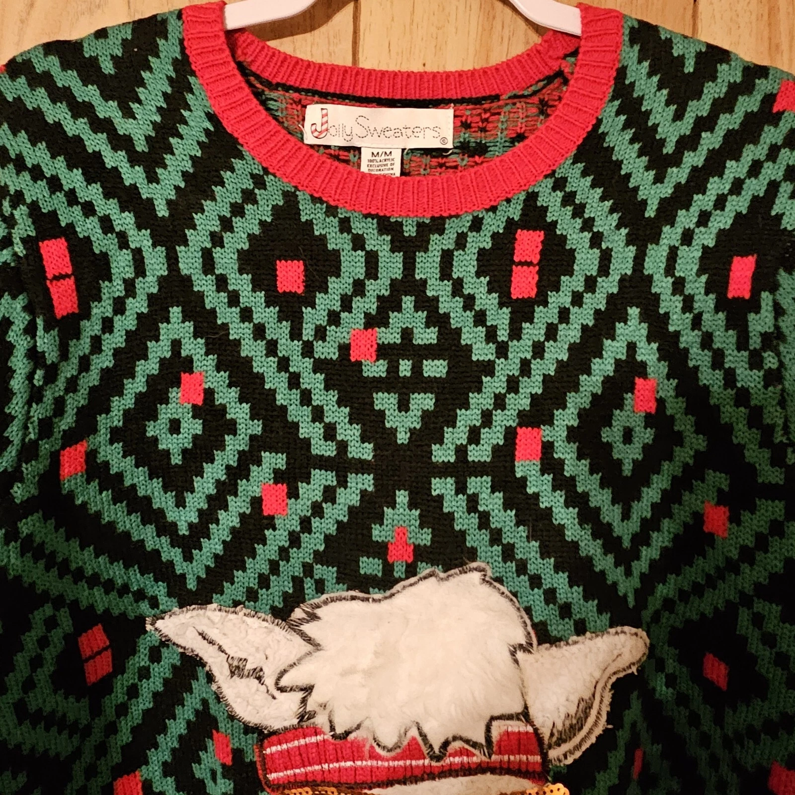 Joy Sweaters Ugly Christmas Sweater Womens Llama Medium Green Holiday Pullover