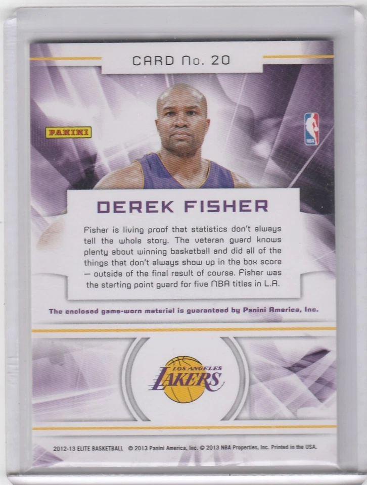 2012-13 Elite Back to the Future Materials Derek Fisher #20 - Image 2 of 2