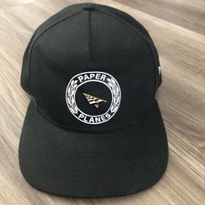 Paper Planes Embroidered Black Snap Back Cap Mens OS Unisex