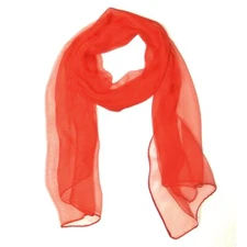 Solid Color 100% Silk Long Scarf RedOne Size