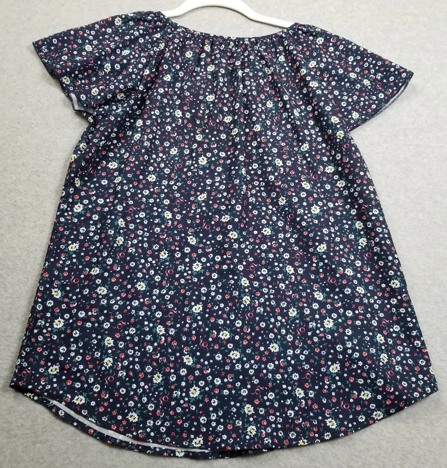 Простой весело верхний женщин маленький цветочный коротким рукавом блузка весна лето легкий - Изображение 4 из 4