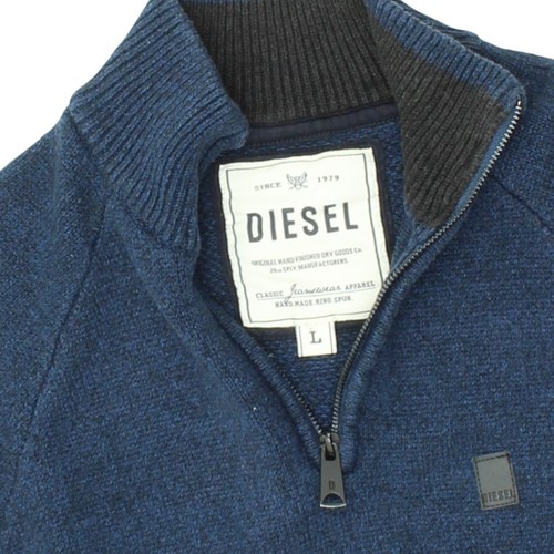 Diesel Blue 1/2 Zip Jumper | Vintage Mens High Neck Designer Knit Sweater Casual - Picture 3 of 4