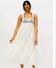 $129 Urban Outfitters Ivory XS Crochet Cotton Boardwalk Midi Maxi Dress NWOT