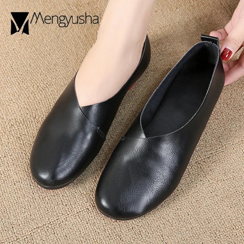 Scarpe donna pelle pu morbida vintage punta tonda ballerine donna ballerine slip on - Foto 14 di 22