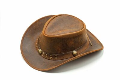 Men and Women Brown Genuine Leather Cowboy Western Hat | eBay UK