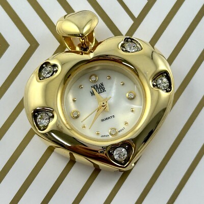 Nolan Miller Watch Heart Pendant CZ NEW BATTERY 07/22/24 Gold Tone READ 