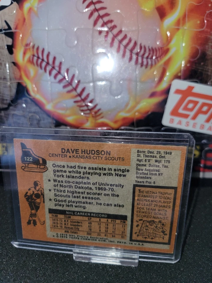 1975-76 Topps Set DAVE HUDSON #122 KANSAS CITY SCOUTS - Image 2 of 2