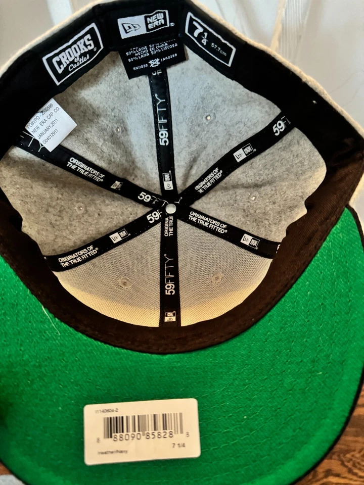 Crooks and Castles Gris/Azul Marino Nueva Era 59fifty Sombrero Ajustado 7 1/4 Foto 3 de 3