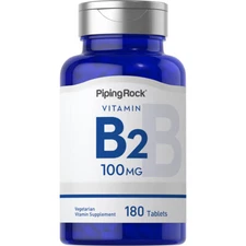 Vitamin B2 100mg | 180 Tablets | Non-GMO Supplement | by Piping Rock