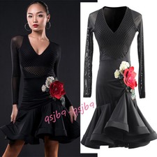 Latin Salsa Rhythm Performance Dress Rumba Samba Paso Doble Ballroom Dancewear