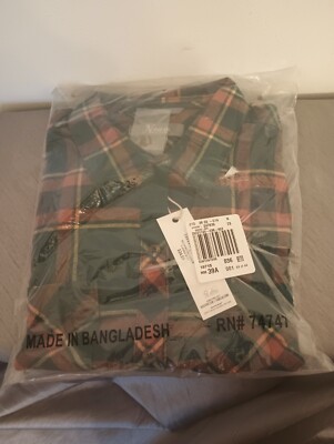 Natural Reflections Women M Shirt Flannel Multicolor Bold Plaid Button 