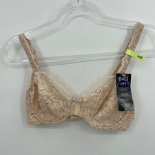New BALI Underwire Bra Lace Desire Size 36B Adjustable Straps Transparent Cups
