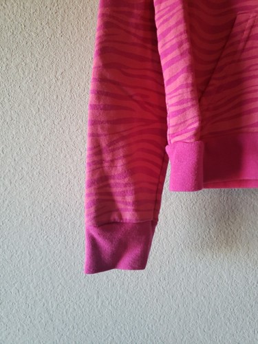 BCG Girls Pink Cotton Blend Hooded Sweat Shirt Zip Top Zebra Stripe Small Size 7 - Picture 2 of 11