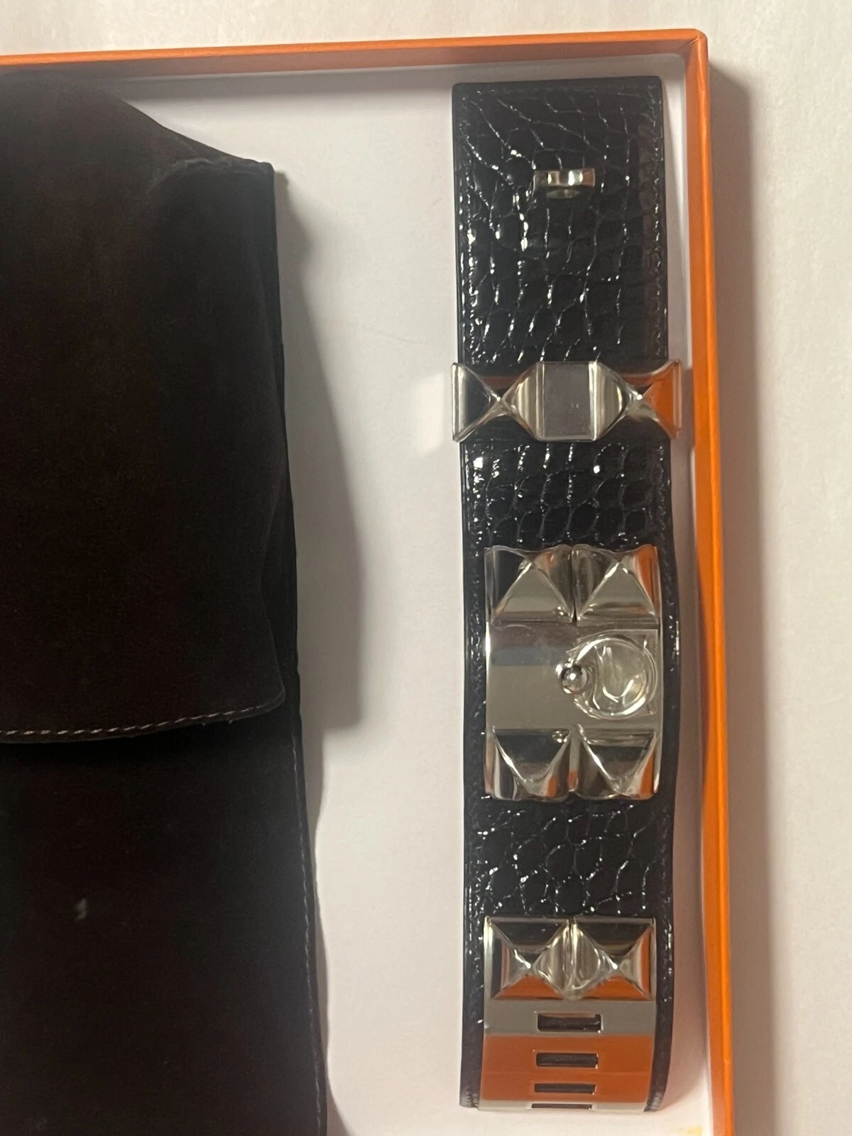 HERMES bracelet CDC Blue Marine crocodile leather size S New