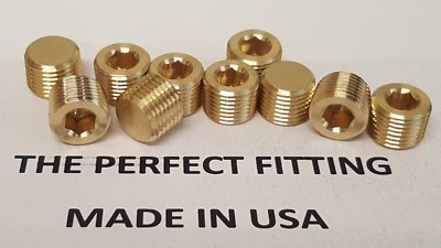 #ad #ad Lot of 10 pcs. 1 8quot; Male NPT Brass Plug Allen Key Countersunk Hex USA $8.57
