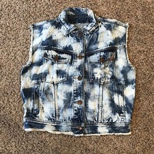 Vintage Jordache Denim Vest Small Acid Stone 90s Rock Grunge Blue Jean