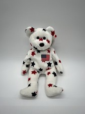 Ty Beanie Babies Glory the Bear 1998 America Flag Stars 9”