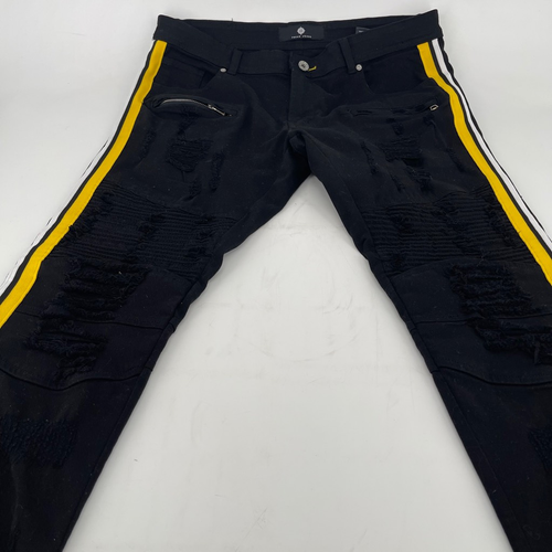 Focus Jeans Mens Biker Moto Black 