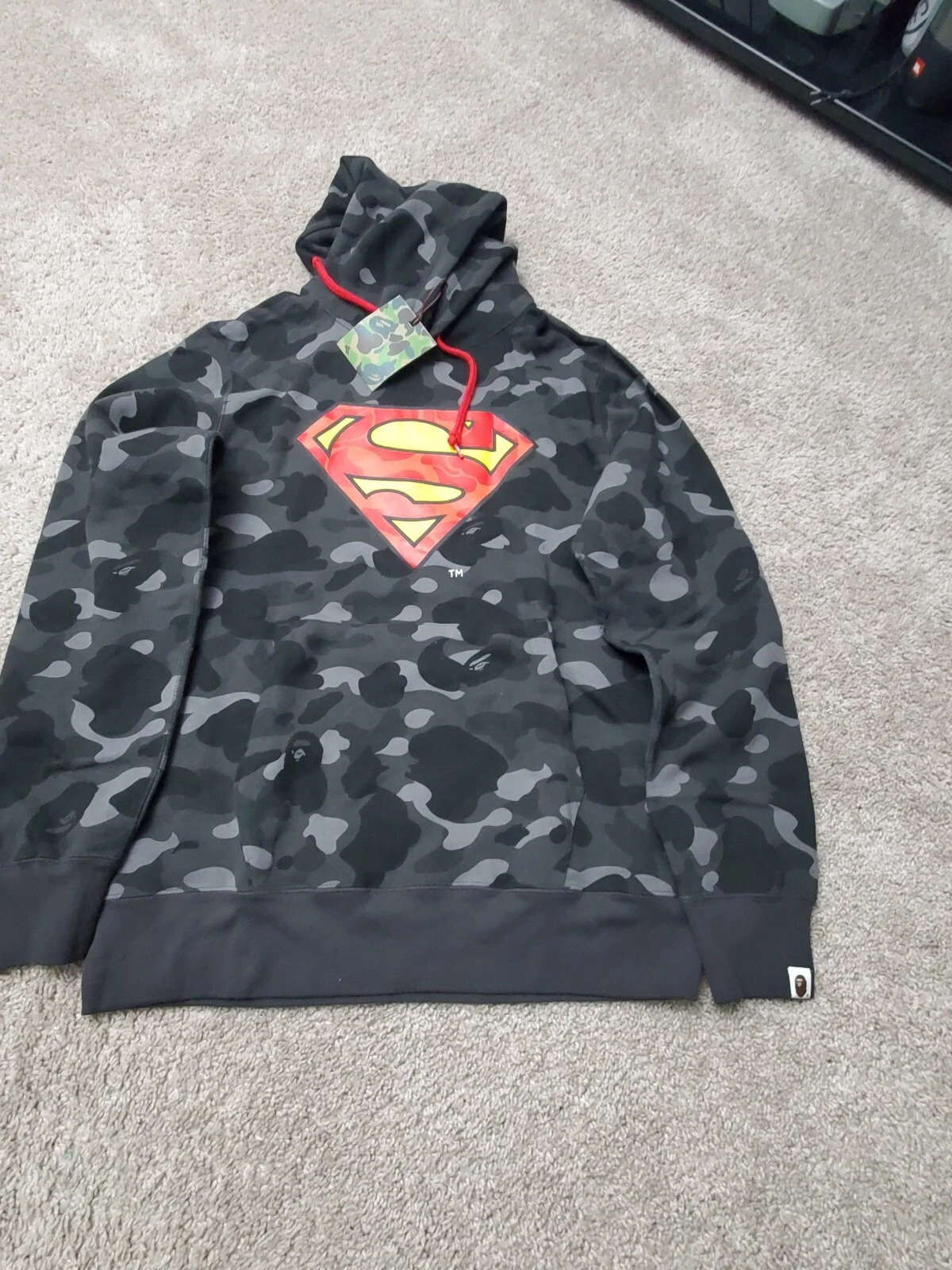 A BATHING APE (BAPE) Felpa con cappuccio mimetica A Bathing Ape Superman taglia Xl