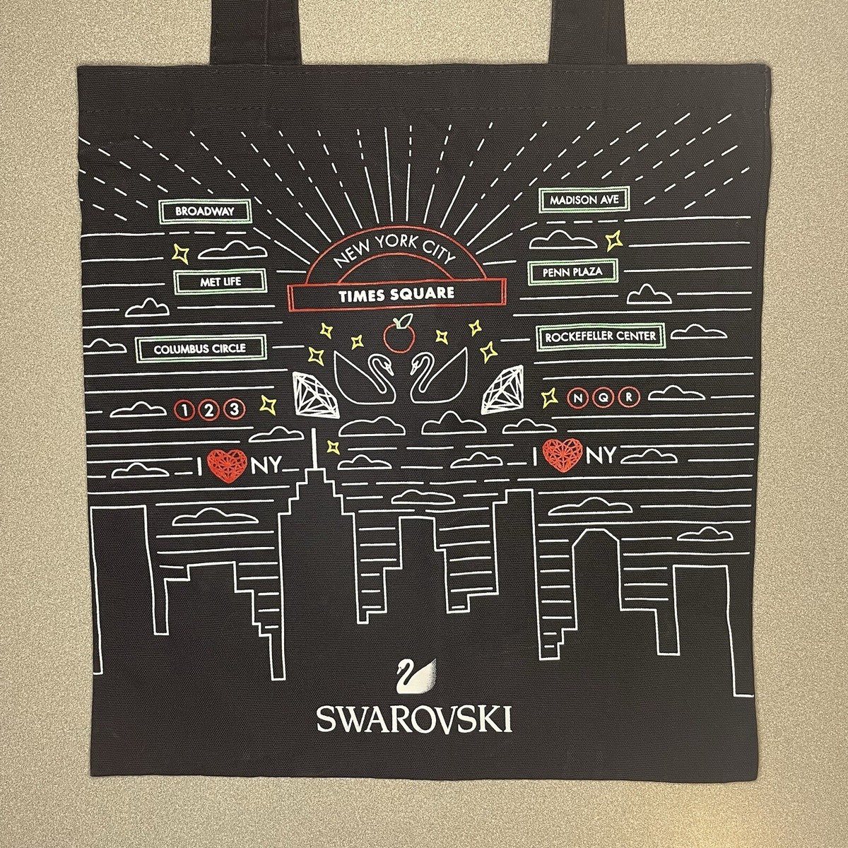 Swarovski New York City Times Square Black Tote Bag NICE! | eBay