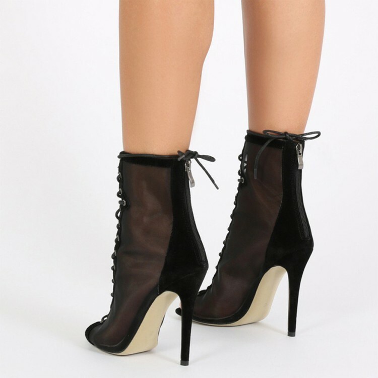 Sexy Ladies Ladies Ladies Mesh Sheer Lace Up Peep Toe Summer Ankle Boots Super Stiletto shoes f80633 Sexy Ladies Ladies Ladies Mesh Sheer Lace Up Peep Toe Summer Ankle Boots Super Stiletto shoes f80633