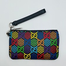 Gucci Unisex Black Supreme GG Psychedelic Zip Pouch Wristlet w/Box 603734 1058
