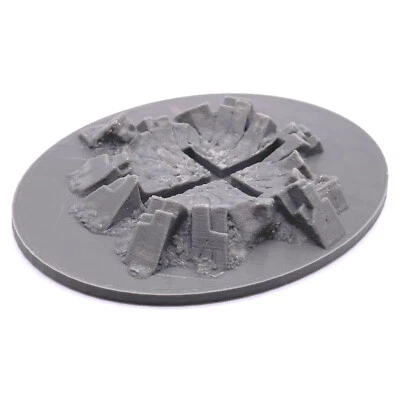 Grimdark Flyer Grande Base Ovale 120x92mm Cratere Rovina Gomme Aereo Volante