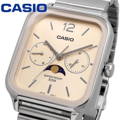 CASIO MTP-M305D-9AV MOONPHASE QUARTZ ANALOG TAN DIAL WATCH