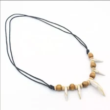 Tribal Beaded Necklace Alligator Animal Wolf Mock-Tooth Which Doctor Jewelry