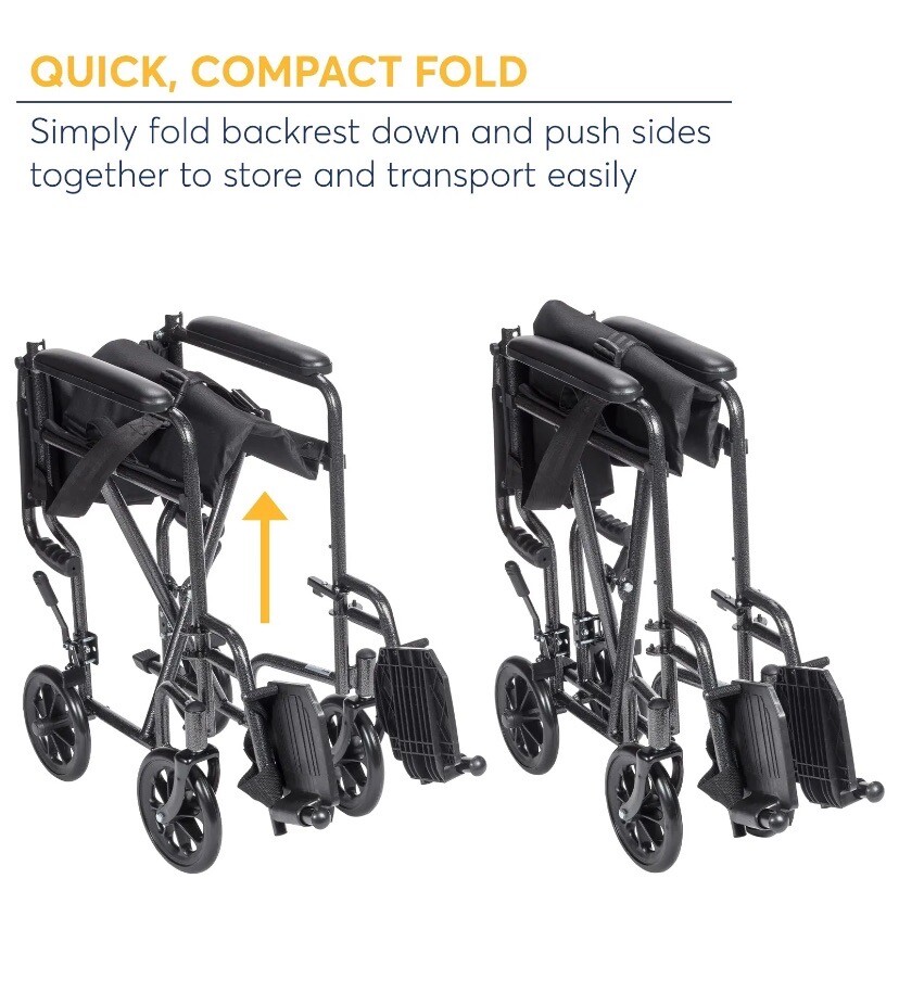 Drive Medical TR37ESV Lightweight Folding Transport Wheelchair