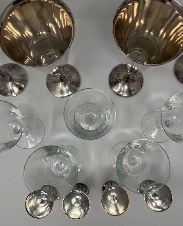 Stieff silverplated goblets, Rogers silverplated Sherry glasses and wine glasses - Image 2 of 4