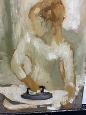 VTG Authentic Don Vogel Post Impressionist Artwork girl ironing 8x10 signed Art