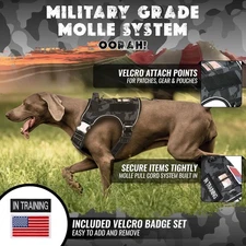 Locust Tree Camo Tactical Dog Harness Medium Size Dog No Pull, Camo Black Harnes