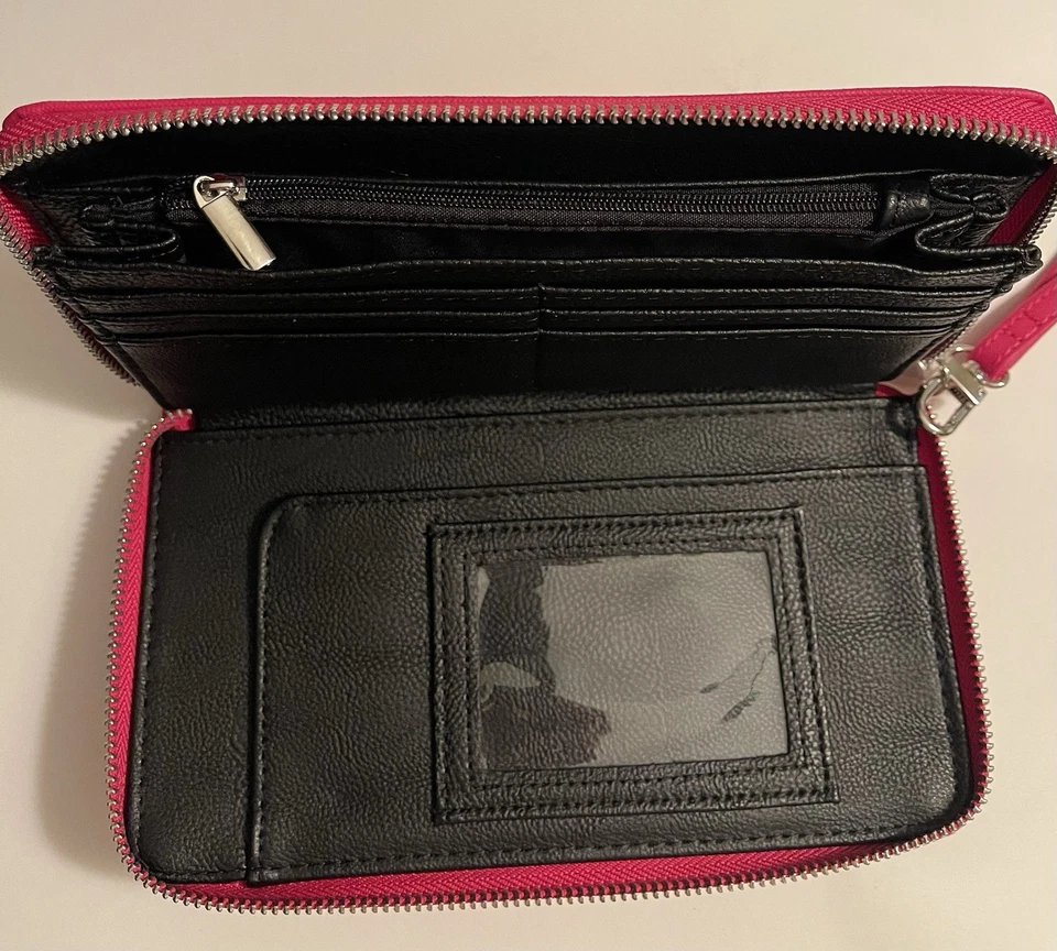 Betsey Johnson PINK Zip Around Wallet Clutch Organizer Wristlet Bow Accent New - Image 4 of 4