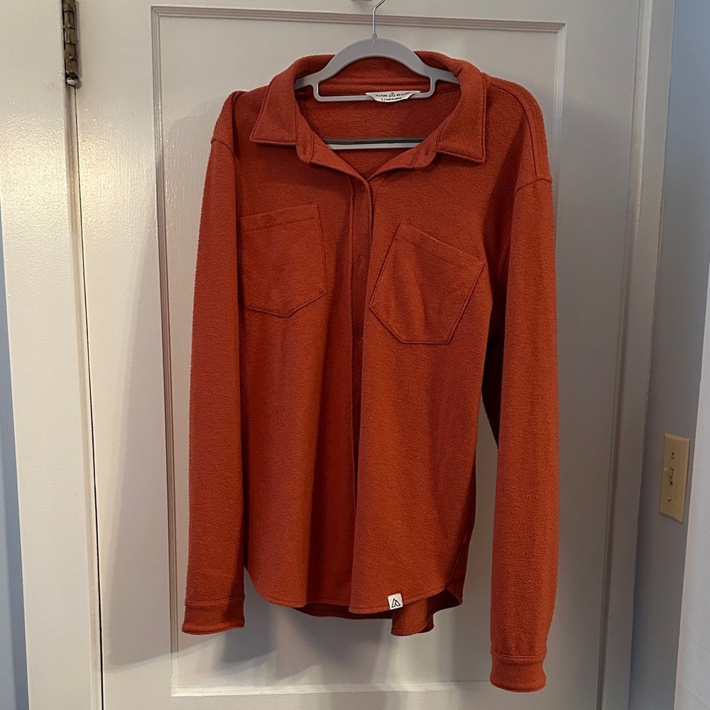 Alpine Design Button Down Burnt Orange Flannel Top - image 1