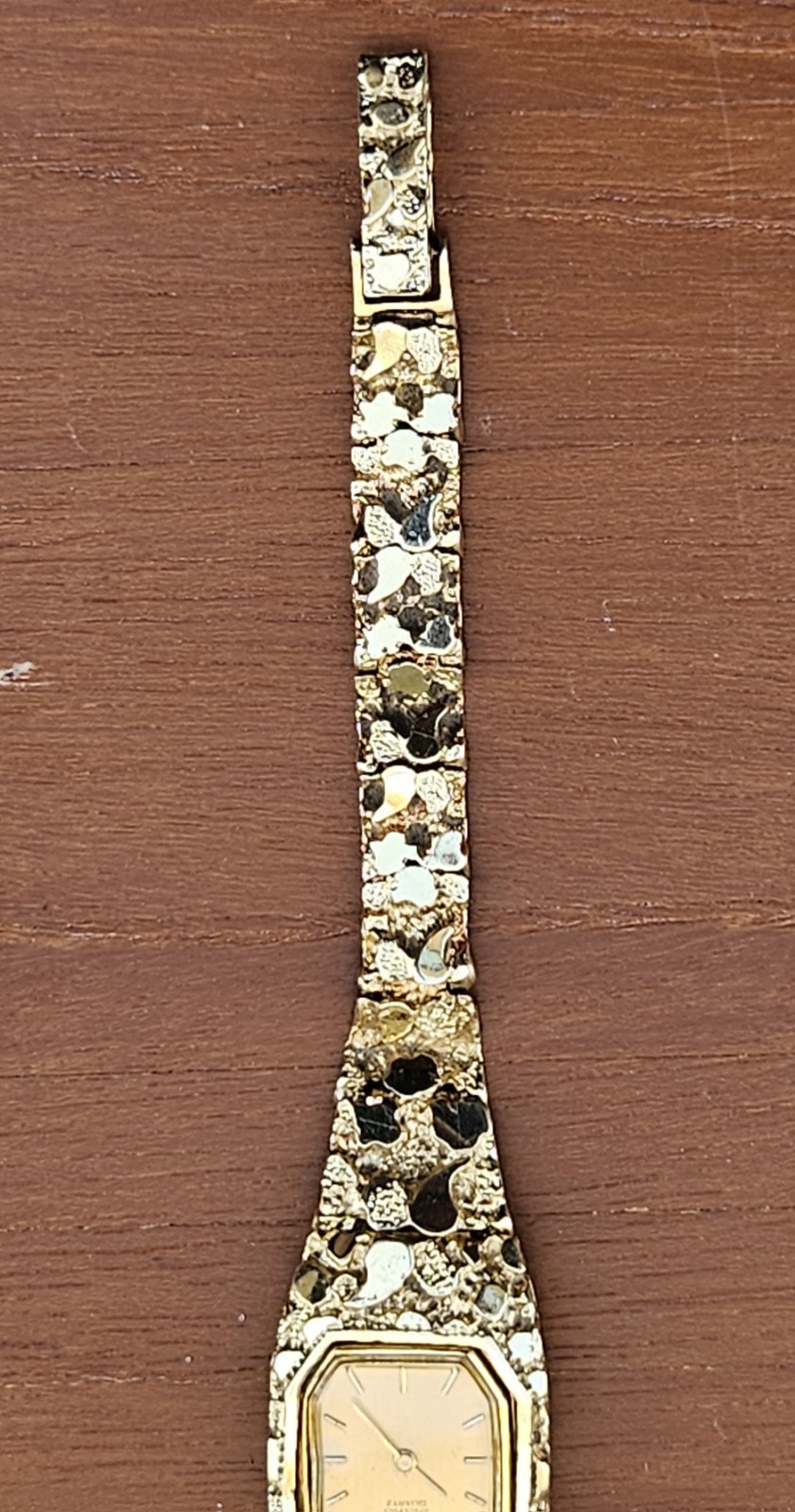 Vintage Seiko Quartz 14K Solid Gold Nugget Bracelet Watch  7” 1970’s image 7